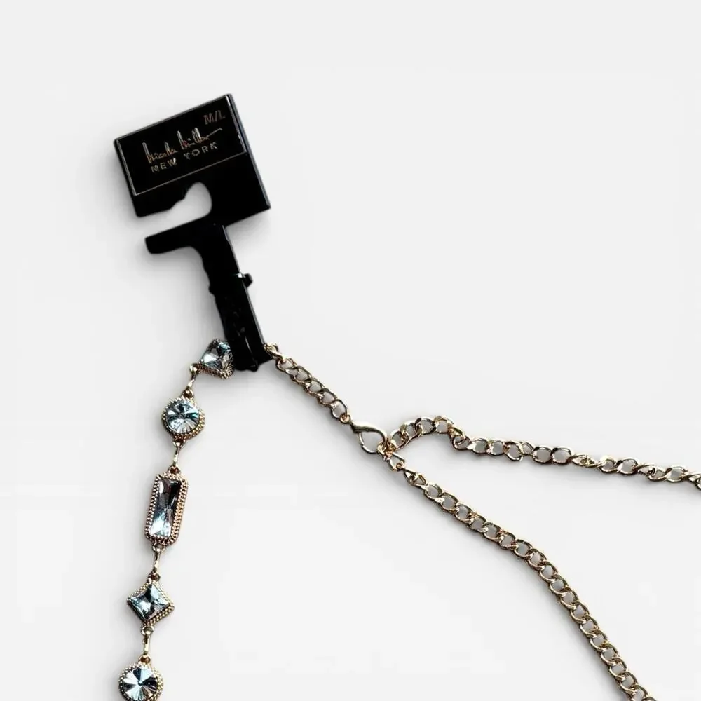 Nicole Miller Chain Belt Gold Tone Medium-Large Jeweled Charms NWT